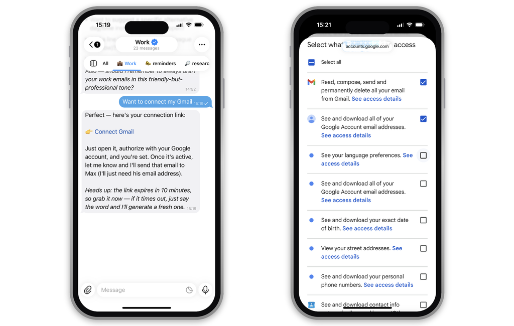 How Telegram AI bot connects to your Gmail account